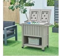 Chariot de service avec glacière Arsita 102 x 47 x 87 cm beige aspect bois
