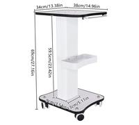 Chariot de service - Chariot à roulettes pour salons - En bois et métal - 4 roulettes, dont 2 avec frein - Capacité de charge : 40 kg - Blanc