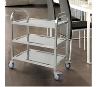 Chariot de Service Desserte à Roulettes Stockage Roulant de Cuisine - 3 Plateaux Inox 95*55*95cm