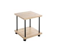 Chariot de service, desserte en bois chêne et métal noir -longueur 40 x profondeur 40 x hauteur 45 cm