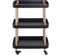 Chariot de service, desserte en bois coloris naturel et métal noir -longueur 50 x profondeur 30 x hauteur 76 cm - PEGANE - Noir G