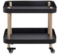 Chariot de service, desserte en bois coloris naturel et métal noir -longueur 50 x profondeur 30 x hauteur 47 cm - PEGANE - Noir G