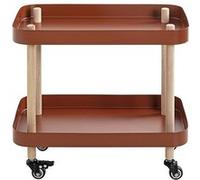 Chariot de service, desserte en bois coloris naturel et métal rouge -longueur 50 x profondeur 30 x hauteur 47 cm - PEGANE - Bois G