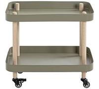 Chariot de service, desserte en bois coloris naturel et métal vert -longueur 50 x profondeur 30 x hauteur 47 cm - PEGANE - Bois G