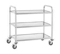 Chariot de service en acier - 3 plateaux - 500 kg max. - 2 freins | Royal Catering