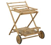 Chariot de service en bambou naturel 79 x 67,5 x 84 cm | Roulettes facilement mobiles, utilisation en intérieur et extérieur, matériau en bambou stable, design moderne