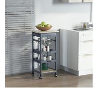 Chariot de service - HOMCOM - desserte cuisine roulettes panier 2 plateaux amovibles tiroir - MDF pin - chêne gris