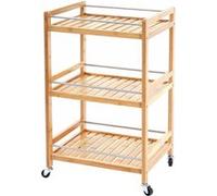 Mendler Chariot de service HWC-D91 – Bambou 76 x 46 x 38 cm