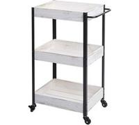 Chariot de service MENDLER HWC-H22, chariot de cuisine, bois massif shabby blanc Blanc G