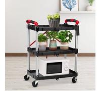 Chariot de service pliable - LUNSY - 3 niveaux - Aluminium léger - Plateaux en PP - Capacité totale 75 kg