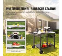 Chariot de service pour cuisine, dimensions 100 x 64 x 83,5 cm. Chariot de barbecue d'extérieur avec double étagère, table de cuisson mobile pour la préparation des aliments, plateau multifonction en 