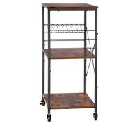 Chariot de service pour la cuisine, à 3 niveaux, support pour micro-ondes de 60 cm, chariot à café, étagère de rangement robuste, chariot de service sur roulettes, table de travail industrielle mobile