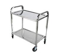 Chariot de service robuste à 2 étages en acier inoxydable pour livraison de restaurant et d'hôtel, cuisine et solution de transport alimentaire, design durable pour une utilisation efficace