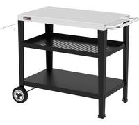 Chariot de service Royal Gourmet à 3 étages avec support pour sac poubelle, chariot de cuisine en acier inoxydable, table d'appoint d'extérieur, table de barbecue plancha, chariot roulant, plateau de 