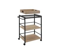 Desserte - TECTAKE - Chariot de service WORCESTER en panneau aggloméré flexible avec barre de poussée 65 x 41,5 x 87 cm - Bois clair