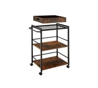 Desserte - TECTAKE - Chariot de service WORCESTER en panneau aggloméré flexible avec barre de poussée 65 x 41,5 x 87 cm - Bois foncé