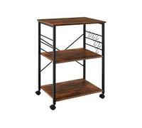 Desserte - TECTAKE - Chariot de service RUGBY en panneau aggloméré à 3 niveaux, style industriel, 65,5 x 45,5 x 88,5 cm - Bois foncé
