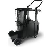 Chariot de soudage 2 plateaux avec armoire verrouillable Mobiles de soudage Max. 120kg Appareils de soudage Chariot avec 2 supports pour bouteilles de gaz Idéal pour le soudage manuel Soudage à l'arc