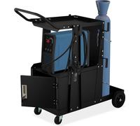 Chariot de soudage Relaxdays, 3 étagères, porte, emplacement pour bouteille de gaz, chariot pour appareils de soudage, 110 kg, dimensions (L x l x H) : 89 x 47 x 97 cm, noir