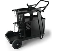 Chariot de soudage VEVOR 2 plateaux avec 4 tiroirs Mobile de soudage Max. 100-120kg Chariot pour appareils de soudage avec 2 supports pour bouteilles de gaz Idéal pour le soudage manuel Soudage à l'ar