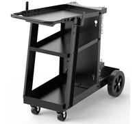 Chariot de soudure mobile, roues pivotantes à 360°, capacité de charge de 117 kg, couleur noire, pour usage intérieur