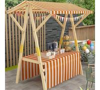 Chariot de stand de marché en bois portable avec verrière rayée, présentoir de nourriture pliable, chariot à kiosque à distribution robuste pour les foires de rue, les festivals et les événements de p