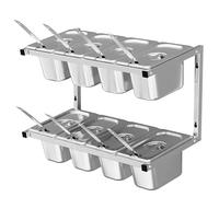 Chariot de table de grill en acier inoxydable à 2 niveaux pour une préparation efficace des pizzas