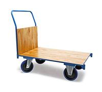 Chariot de transport à plateforme 100x60 cm Capacité de charge 600kg Poignée Frein de stationnement
