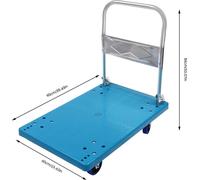 Chariot de transport / chariot à main - Pliable - Capacité de charge : 300 kg - Antidérapant - PVC - Bleu