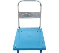 Chariot de transport - Chariot plate-forme - Poignée pliable - Capacité de charge 300 kg - 60×90×84 cm - PVC & fer - Avec roulettes - Bleu