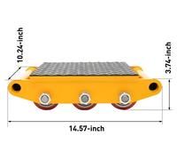 Chariot de transport de 15 tonnes - Roulettes industrielles - Pivotement à 360° - Grande capacité de charge - Châssis pour machines - Transport de charges - Jaune