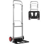 Chariot de transport - Diable - Aluminium - Pliable - Capacité de charge 90 kg - Poignée télescopique réglable - Dimensions 40×41×108 cm - Argenté