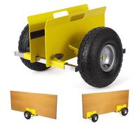 Chariot de transport pour panneaux de construction - Capacité de charge : 272 kg - Roues pneumatiques de 25,4 cm - Système de fixation par pince - Roues universelles - Jaune