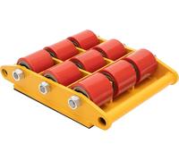 Chariot de transport - Rouleau/skate pour machines - Capacité de charge 15 t (15 000 kg) - Plateforme pivotante à 360° - Acier allié - Roulettes en PU, revêtement en caoutchouc