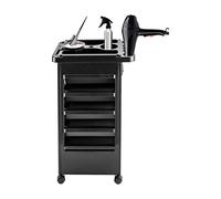 Chariot de travail avec roues et 5 tiroirs - En polypropylène - Pour coiffeur, coiffeur, beauté, tatouage, spa