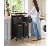 Chariot de tri du linge avec roulettes – 4 compartiments amovibles – 72,4 x 33 x 109,1 cm