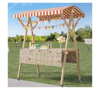 Chariot de vendeur à cadre en bois avec roues, présentoir de marché léger et portable pour salons commerciaux, vente en plein air