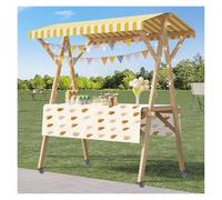 Chariot de vendeur à cadre en bois avec roues, présentoir de marché léger et portable pour salons commerciaux, vente en plein air