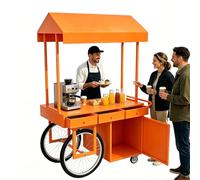 Chariot de Vente Ambulant avec Auvent, Étal de Marché, Adapté aux Marchés Fermiers, Boutiques Éphémères et Événements Commerciaux(Orange,120cm)