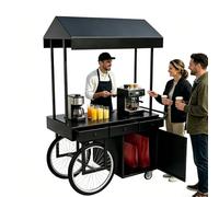 Chariot de Vente Ambulant avec Auvent, Étal de Marché, Adapté aux Marchés Fermiers, Boutiques Éphémères et Événements Commerciaux(Black,120cm)