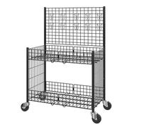 Chariot de vente au détail pliable en métal, présentoir mobile avec roues, conteneur artisanal pour marchés et événements, design peu encombrant, construction robuste, facile à transporter