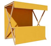 Chariot de vente pliable en bois avec auvent Le stand de marché portable pour marchés, salons et boutiques éphémères, 6 couleurs, 2 tailles(Yellow,150cm/59in)