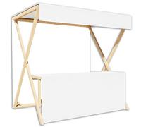 Chariot de vente pliable en bois avec auvent Le stand de marché portable pour marchés, salons et boutiques éphémères, 6 couleurs, 2 tailles(White,200cm/79in)