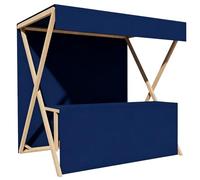 Chariot de vente pliable en bois avec auvent Le stand de marché portable pour marchés, salons et boutiques éphémères, 6 couleurs, 2 tailles(Blue,150cm/59in)