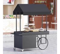 Chariot de Vente Portable avec Auvent, Chariot de Vendeur de Nourriture Robuste, Étal de Marché Mobile for Événements en Plein Air, Nourriture de Rue & Événements(Black)