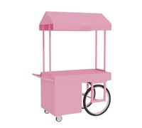 Chariot de vente portable avec auvent, présentoir de marché, chariot de vendeur extérieur avec rangement ouvert, cadre en fer forgé pour les marchés, les événements alimentaires de rue et les