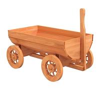Chariot décoratif en bois de sapin massif 70 x 43 x 54 cm avec capacité de 21 l, chariot de jardin en bois avec roues et poignée pour plantes, fleurs, jardinage et transport en extérieur