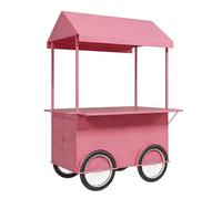 Chariot d'épicerie durable avec roulettes, design robuste, grande capacité de rangement, protection contre la pluie et le soleil, idéal pour les marchés de nuit et les foires de rue
