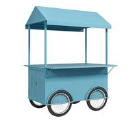 Chariot d'épicerie durable avec roulettes, design robuste, grande capacité de rangement, protection contre la pluie et le soleil, idéal pour les marchés de nuit et les foires de rue