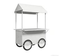 Chariot d'épicerie durable avec roulettes, design robuste, grande capacité de rangement, protection contre la pluie et le soleil, idéal pour les marchés de nuit et les foires de rue
